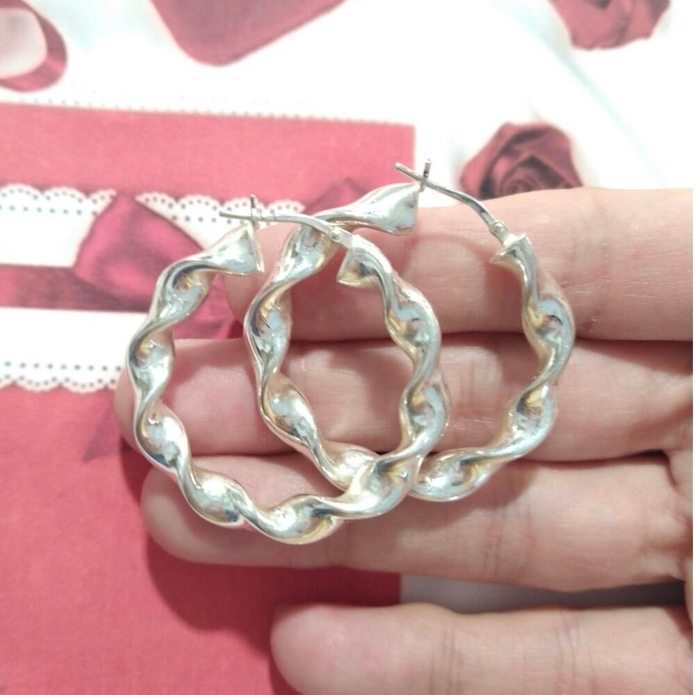 RL 925 Sterling Silver Round Hoop Huggie Earrings Signed Twisted Statement Lot